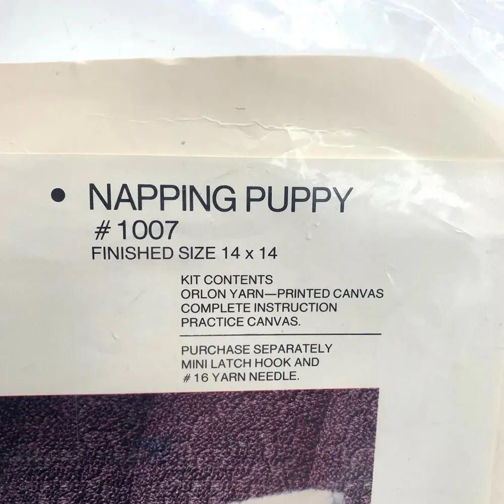 VTG 1978 Dimensional Needle Latch Hook “Napping Puppy” 1007 Unopened Kit USA
